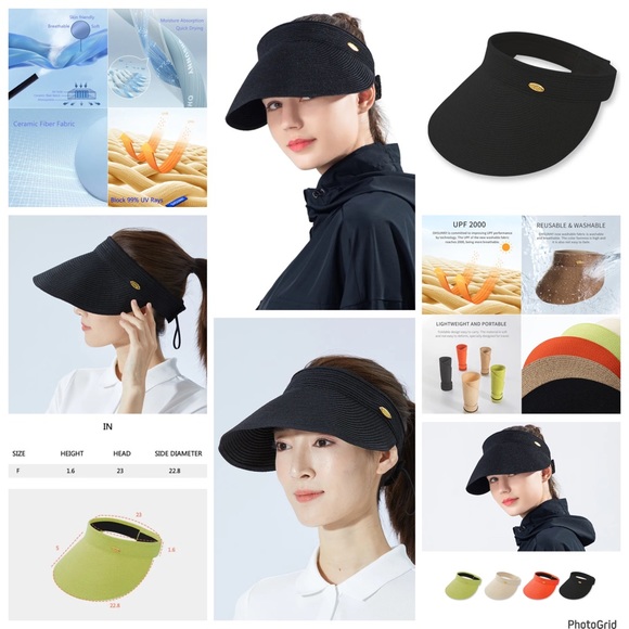 Oh Sunny black visor hat with carrying bag NWT - Picture 1 of 8